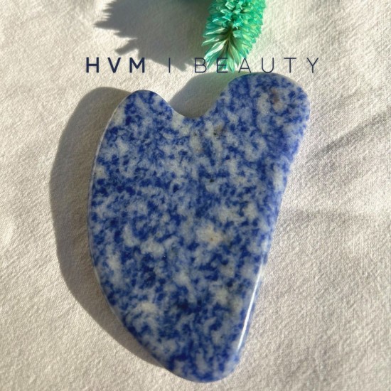 Sodalit Doğal Taş Gua Sha Kalp Kesim Yüz Masaj Taşı