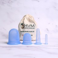 Silikon Masaj Kupası Seti 4'lü Mavi