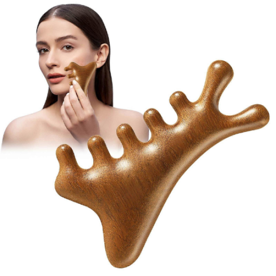 Sandal Ağacı Gua Sha, Masaj Aleti Yüz & El & Tüm Vücut & Saç Bakım No:4